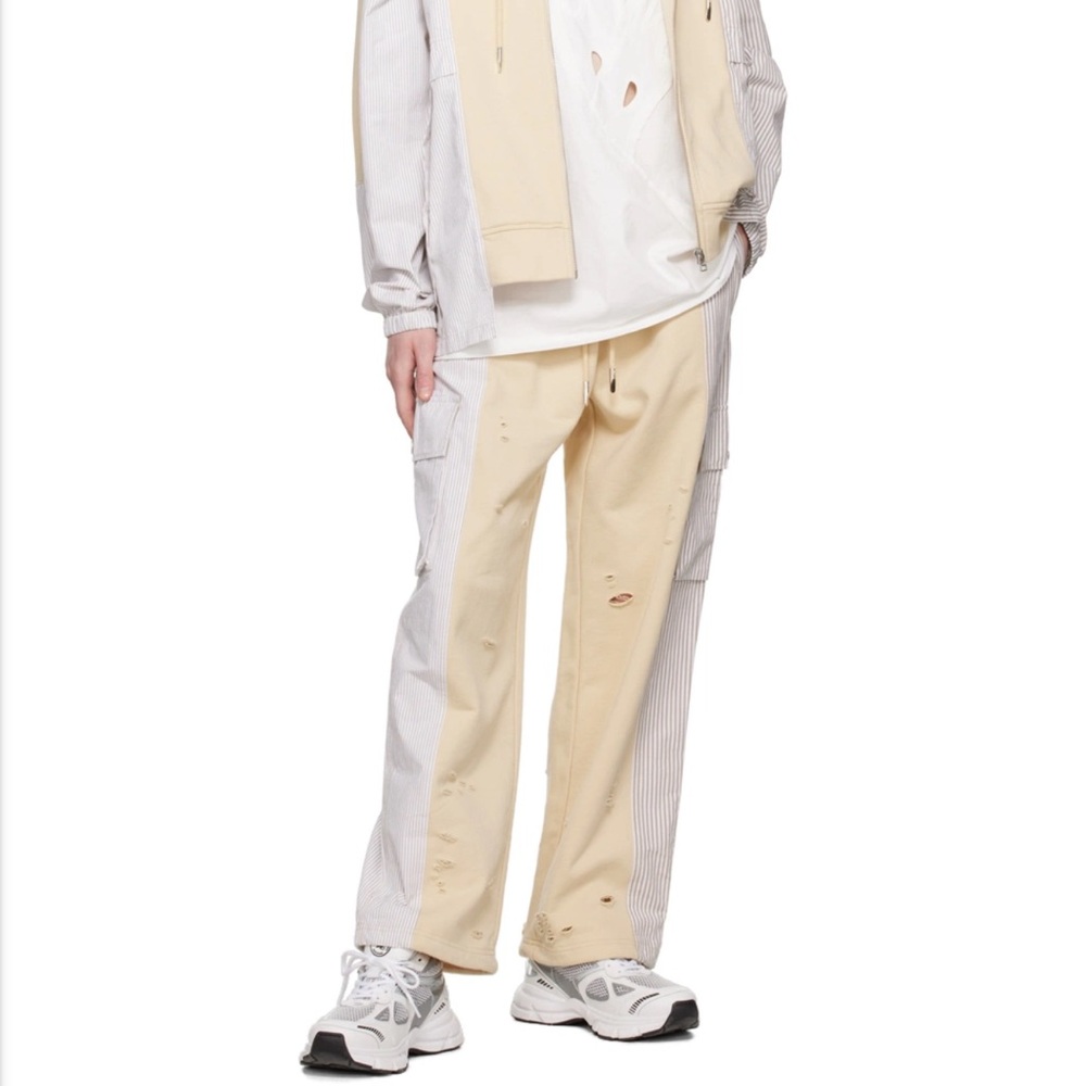 FENG CHEN WANG Distressed Beige Paneled Sweatpants Size‎ XS